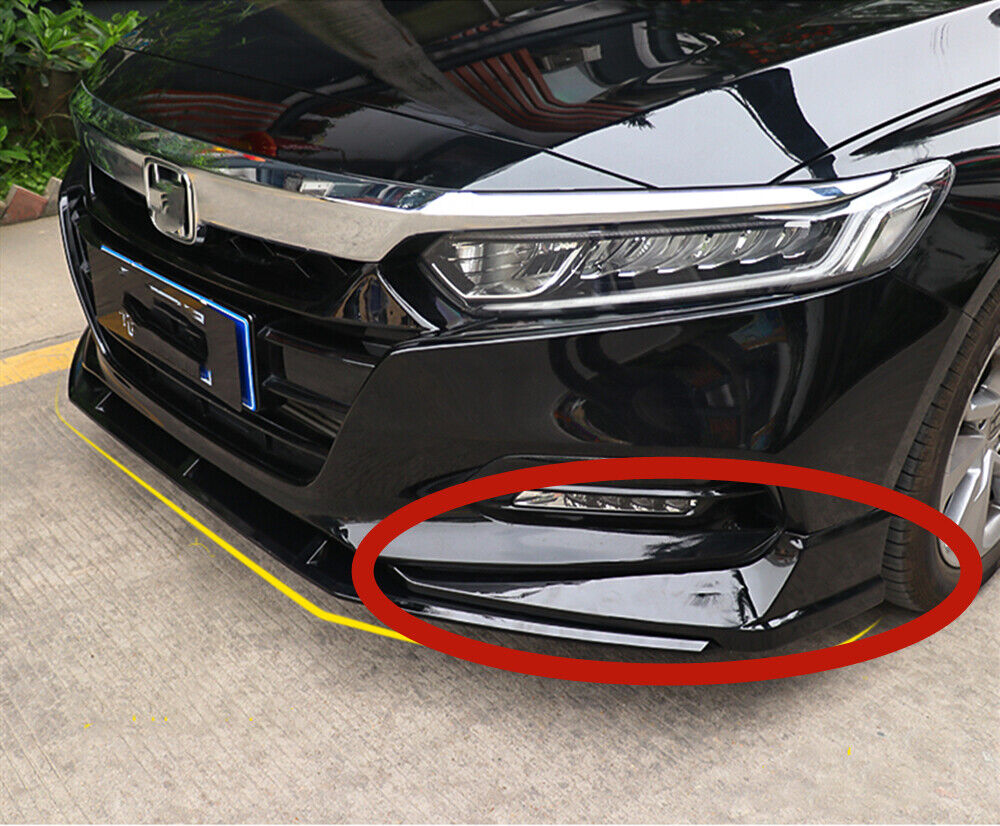 1Pair Black Front Bumper Side Cover Trim Molding Kit For Honda Accord 2018-2020