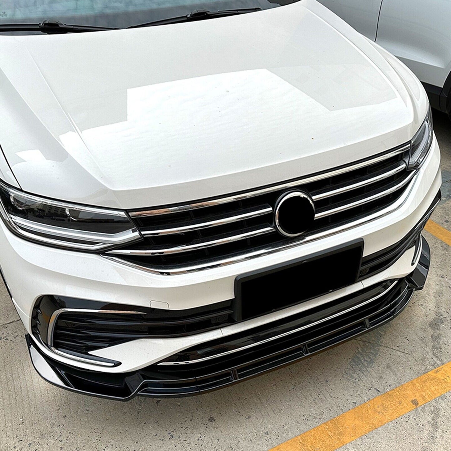 3Pcs Front Bumper Spoiler Lip For Volkswagen Tiguan Rline 2021 2022-2023 Black