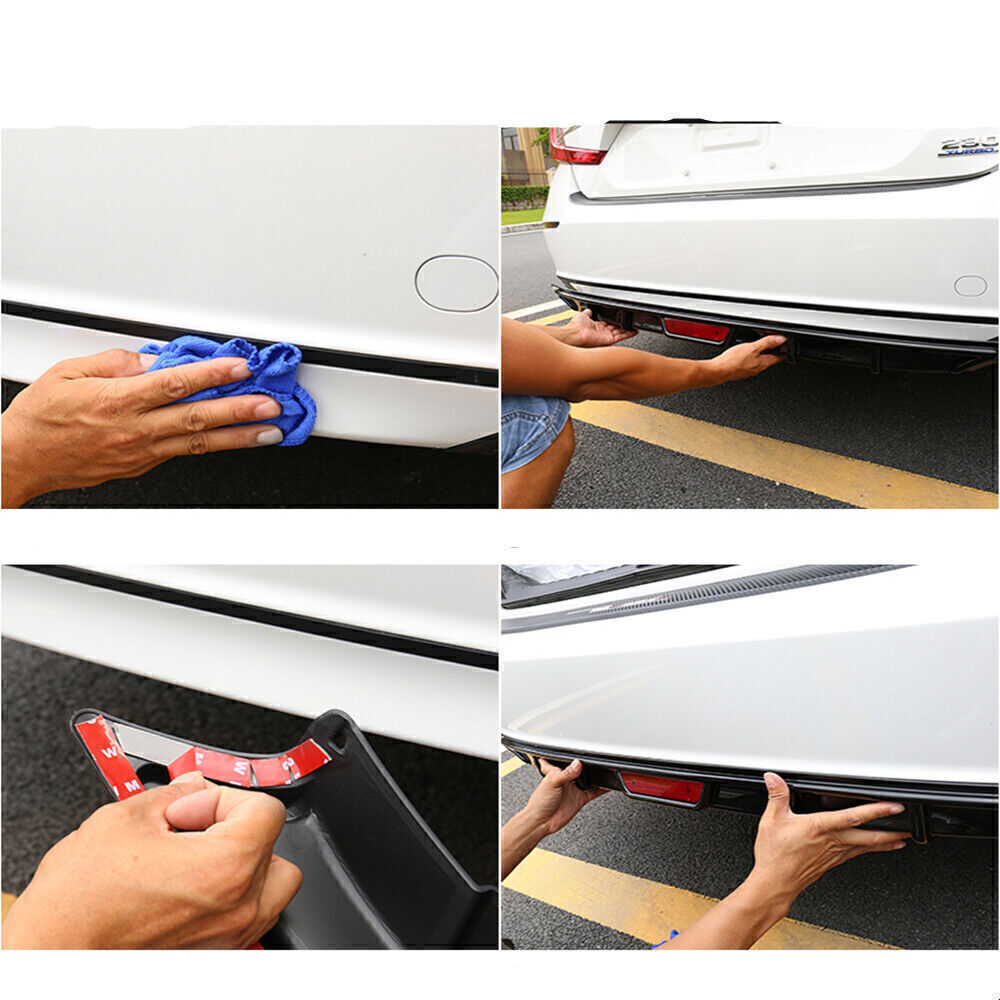 1Set Blk Rear Bumper Lip & Side Wing Kit For Honda Accord 10th 2018 Carbon Fiber