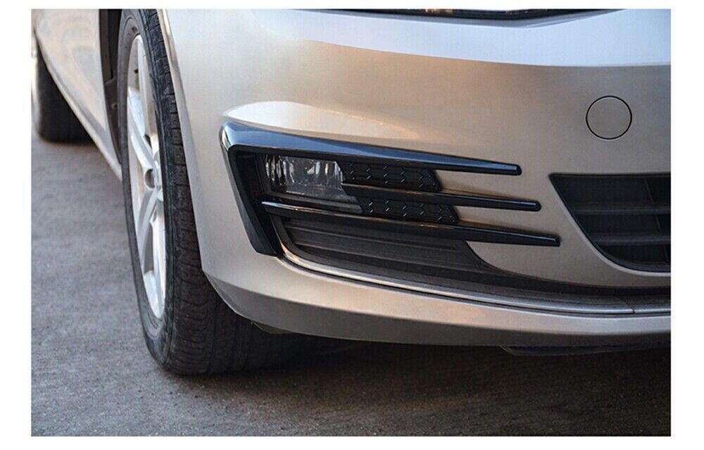 2Pcs Black Front Fog Lamp Eyebrow Cover Trim For Golf MK7 2014 2015 2016-2017