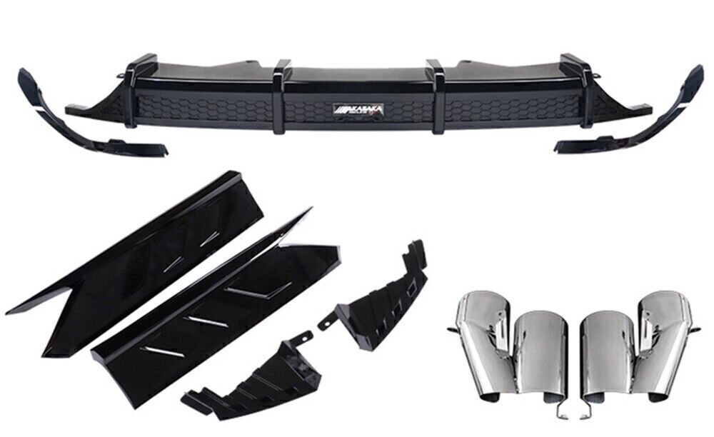 1Set Rear Diffuser+Exhaust Pipe+Black Side Cover Trim Lip For Honda Accord 18-21