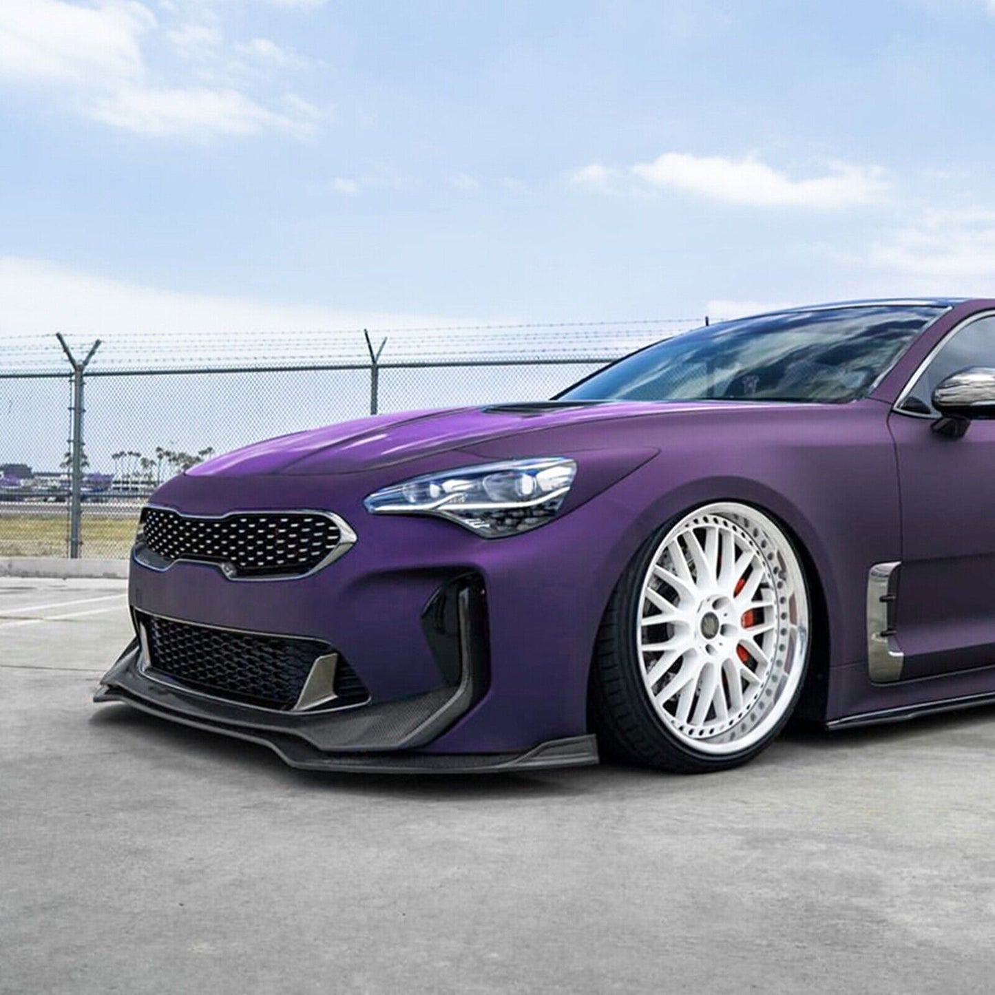1Set Car Front Bumper Spoiler Lip Kit For Kia Stinger 2018 2019-2023 Gloss Black