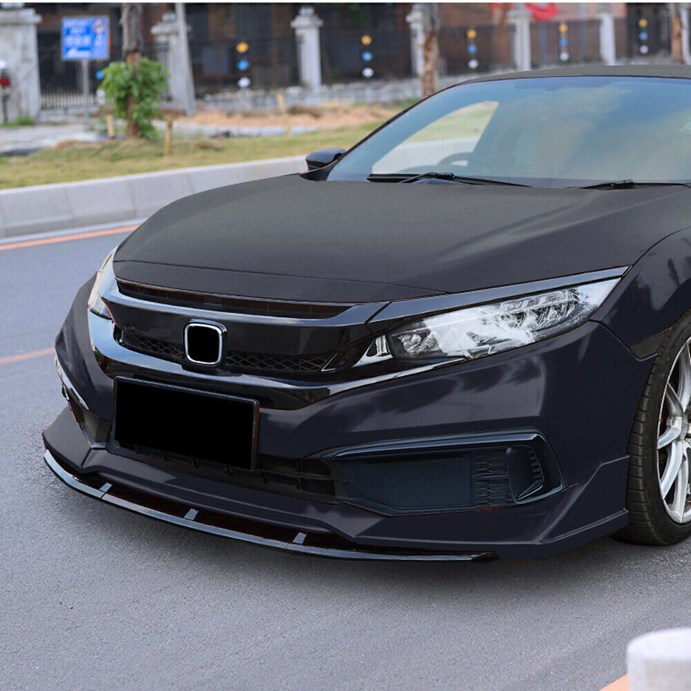 5pcs Gloss Black Front Bumper Spoiler Kit fits Honda Civic 2019-2020 ABS