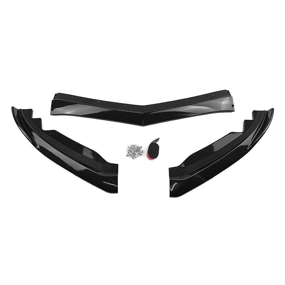 3pcs Carbon Fiber Look Front Bumper Spoiler Splitter fits Cadillac ATS 2015-2018