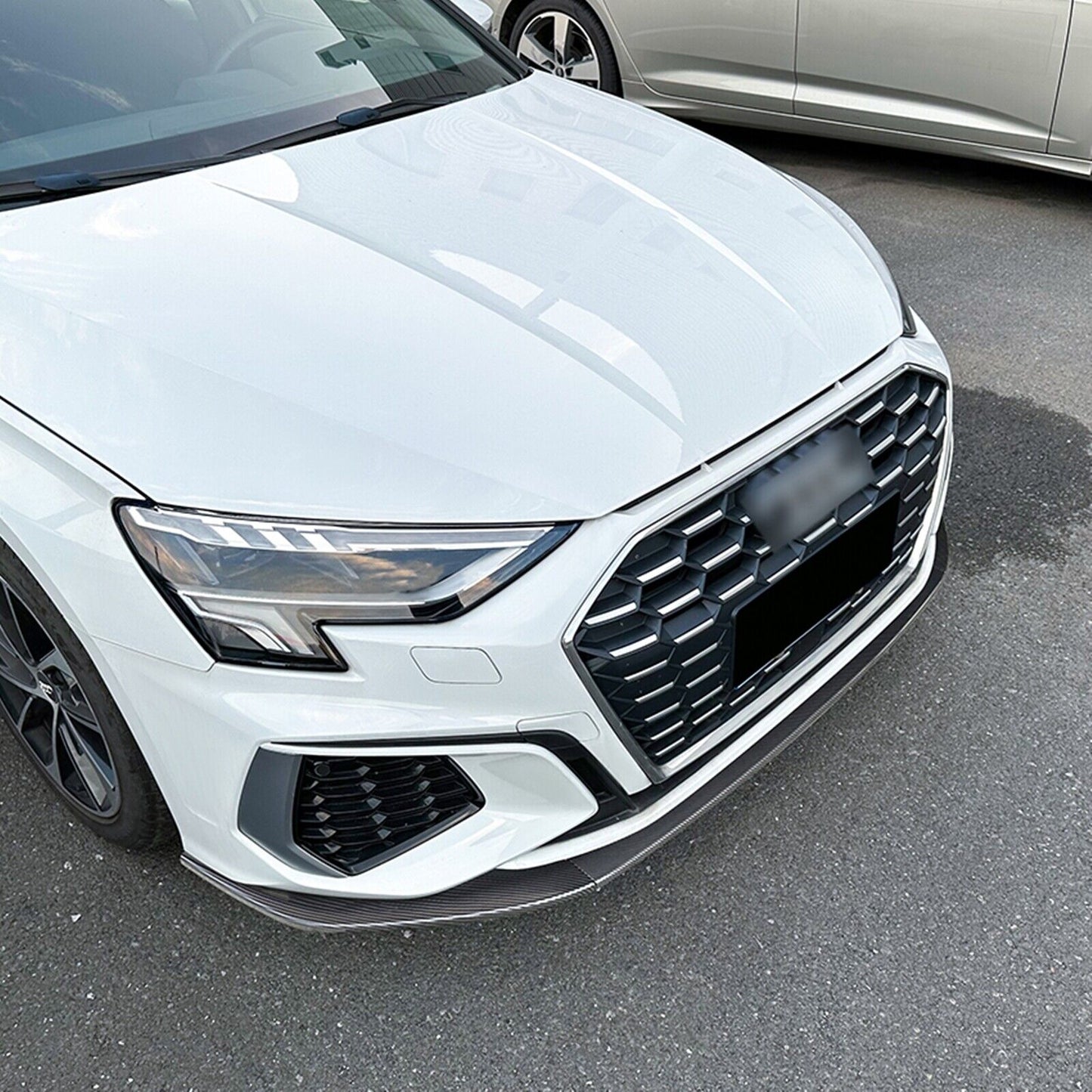 Carbon Fiber Look Front Bumper Spoiler Lip Splitter fits Audi A3 8Y S3 2021-UP