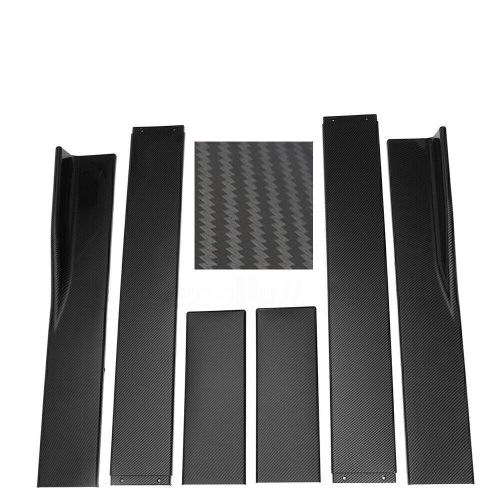 Black Carbon Fiber 2M Universal Side Skirt Extension Rocker Panel Cover Lip