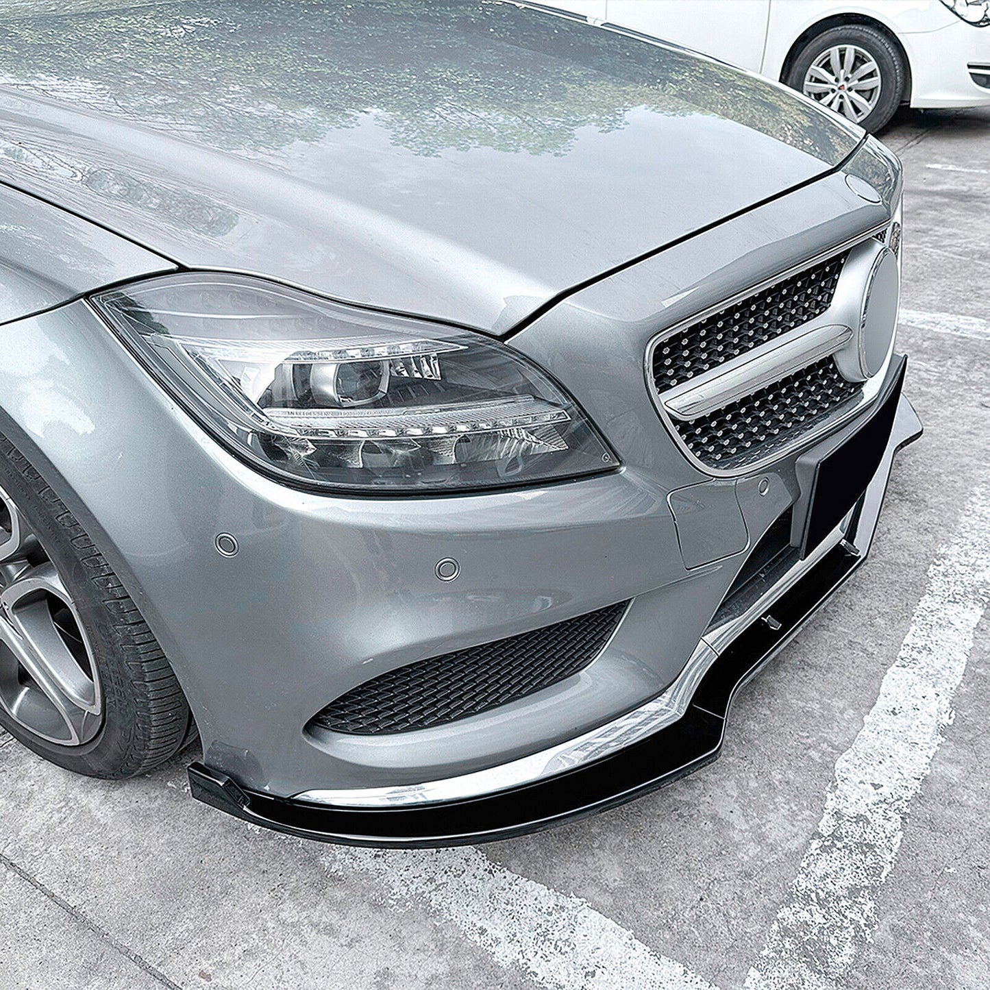 Front Bumper Spoiler Lip fits Benz CLS Class C218 X218 CLS550 14-17 Gloss Black