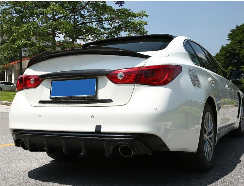 Carbon Fiber Rear Trunk Spoiler +Rear Bumper Diffuser Lip fits Infiniti Q50 14-17