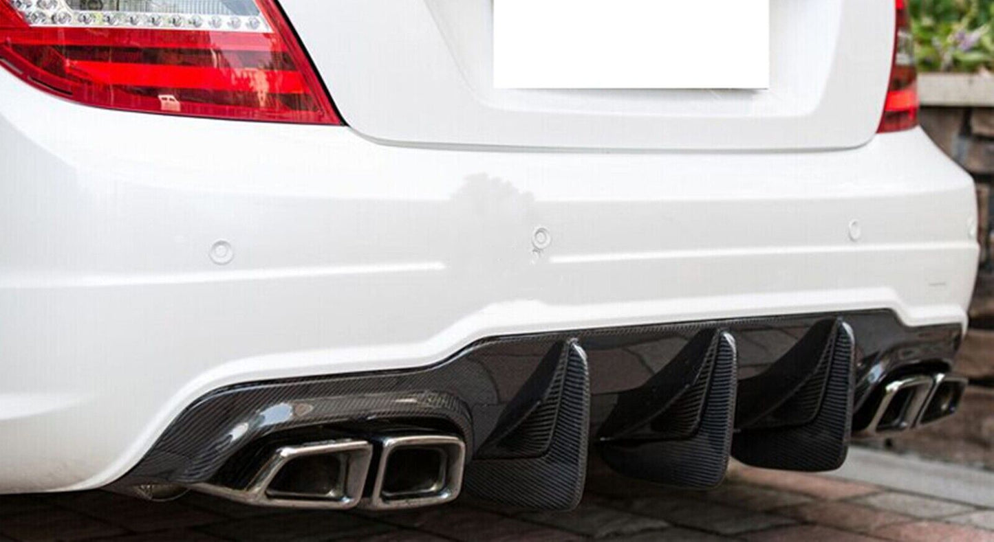 Black Rear Bumper Diffuser fits Benz C63 W204 AMG 2012 2013 2014 Carbon Fiber