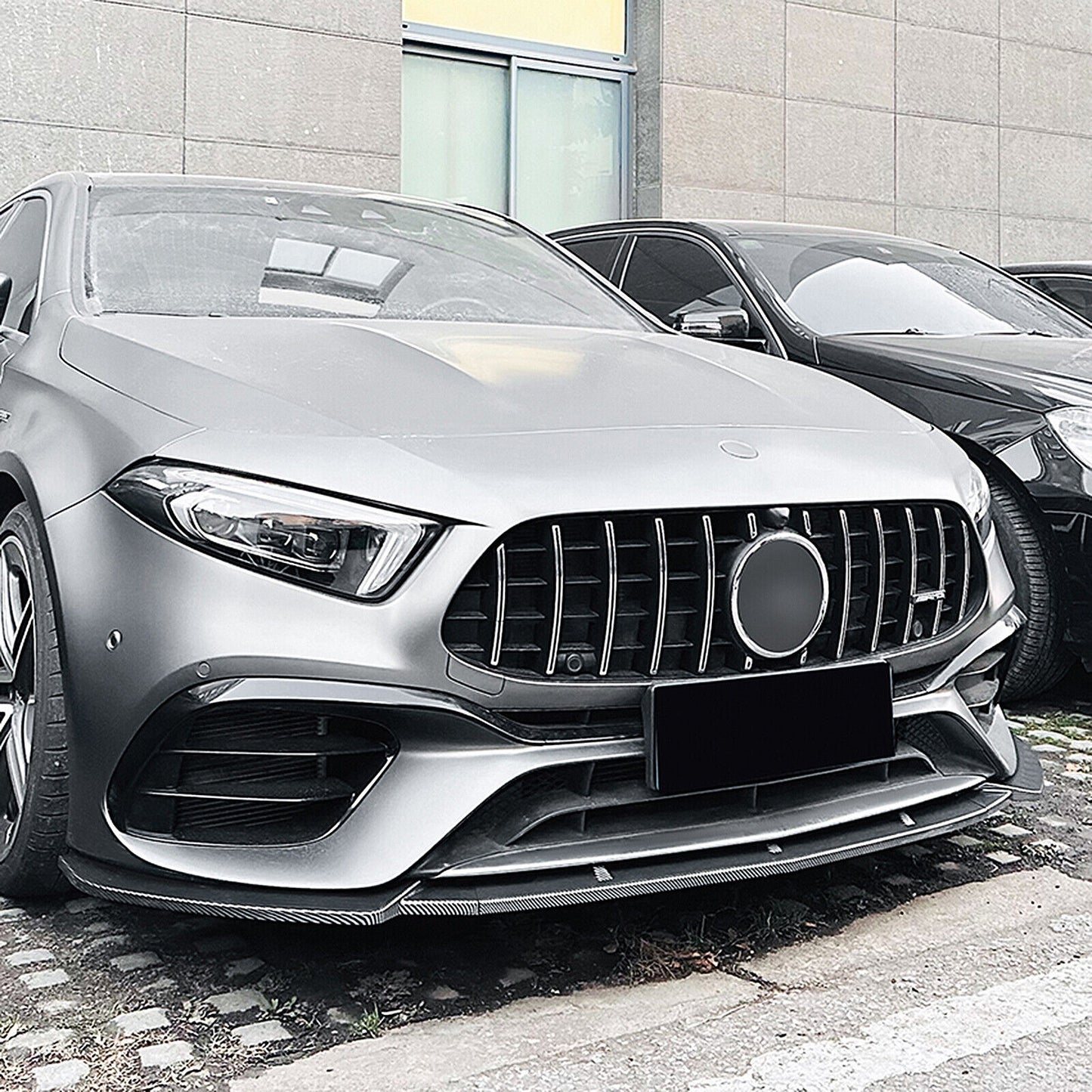 Front Spoiler Splitter Lip fits Benz A Class A45 A45S 2019-2023 Carbon Style