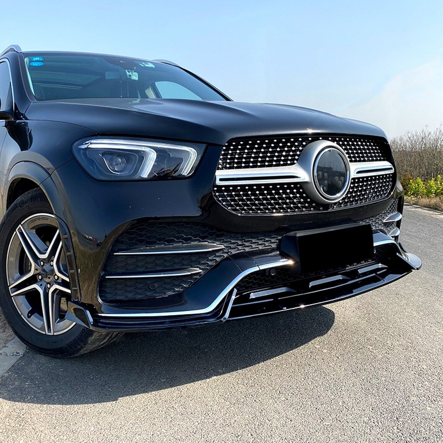Front Bumper Spoiler Lip fits Mercedes Benz GLE Class W167 C167 20-23 Gloss Black