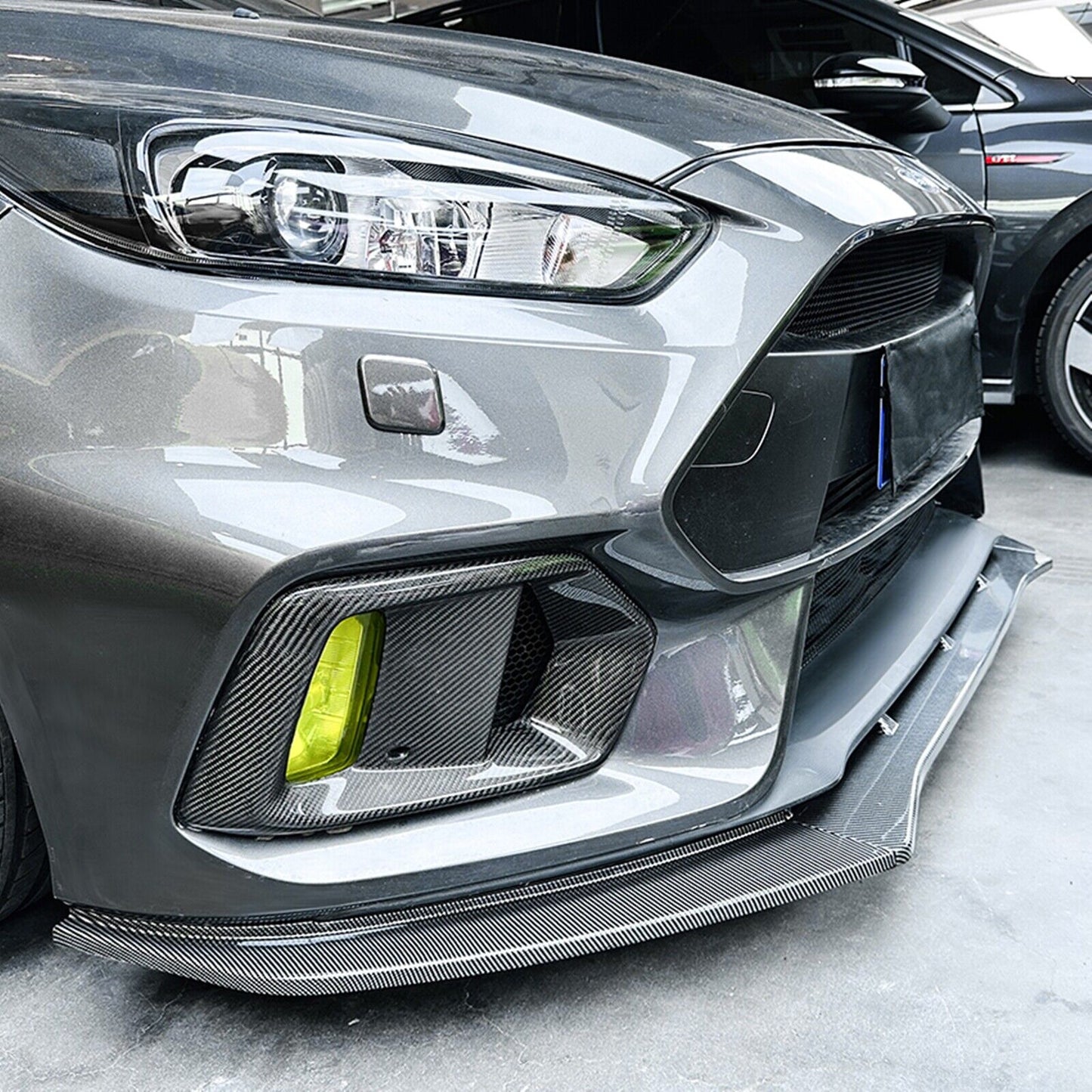 Front Spoiler Lip Splitter Kit fits fitsd Focus RS MK3 15-18 Carbon Fiber Look