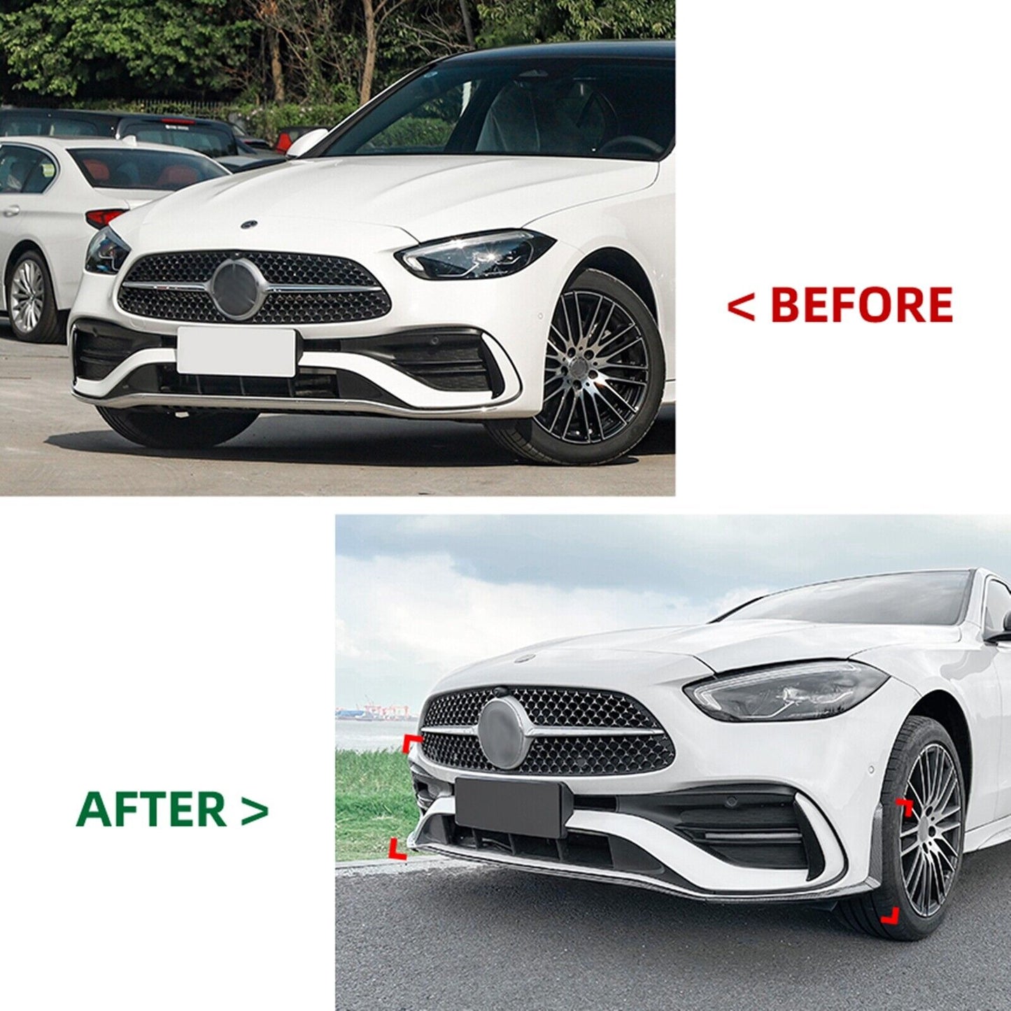 Carbon Fiber Look Front Bumper SPoiler Lip fits Benz W206 C200 C260 C43 AMG 22-24