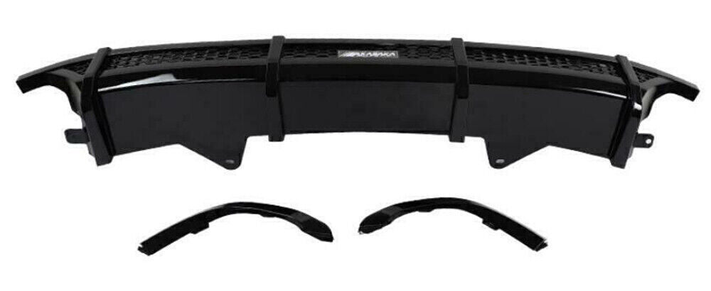 Gloss Black Front Spoiler Lip + Rear Bumper Diffuser fits Honda Accord 2018 2019