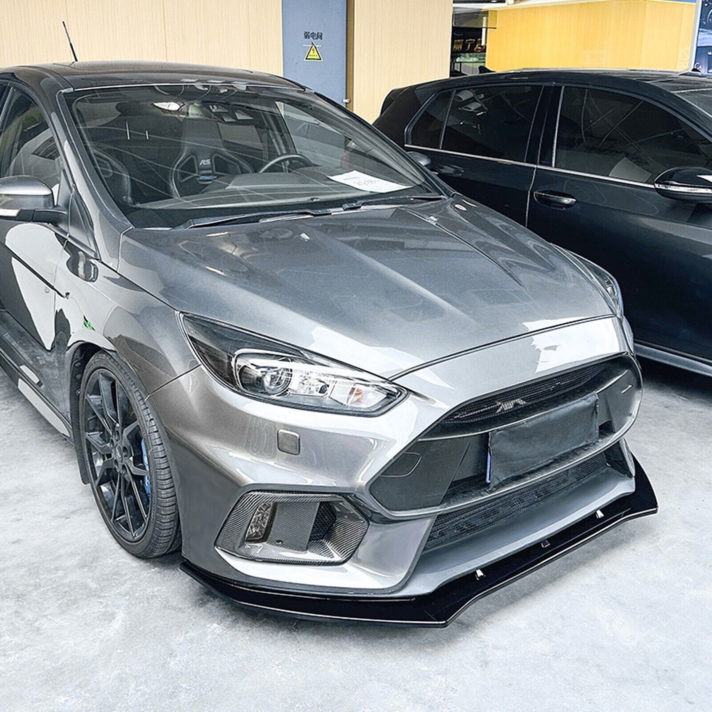 3pcs Vivid Black Front Bumper Spoiler Lip fits fitsd Focus RS MK3 2015-2018