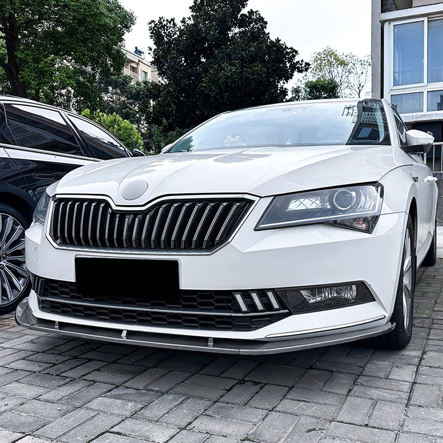 Carbon Fiber Look Front Spoiler Lip Kit fits Skoda Superb B8 2016-2018 2017 3pcs