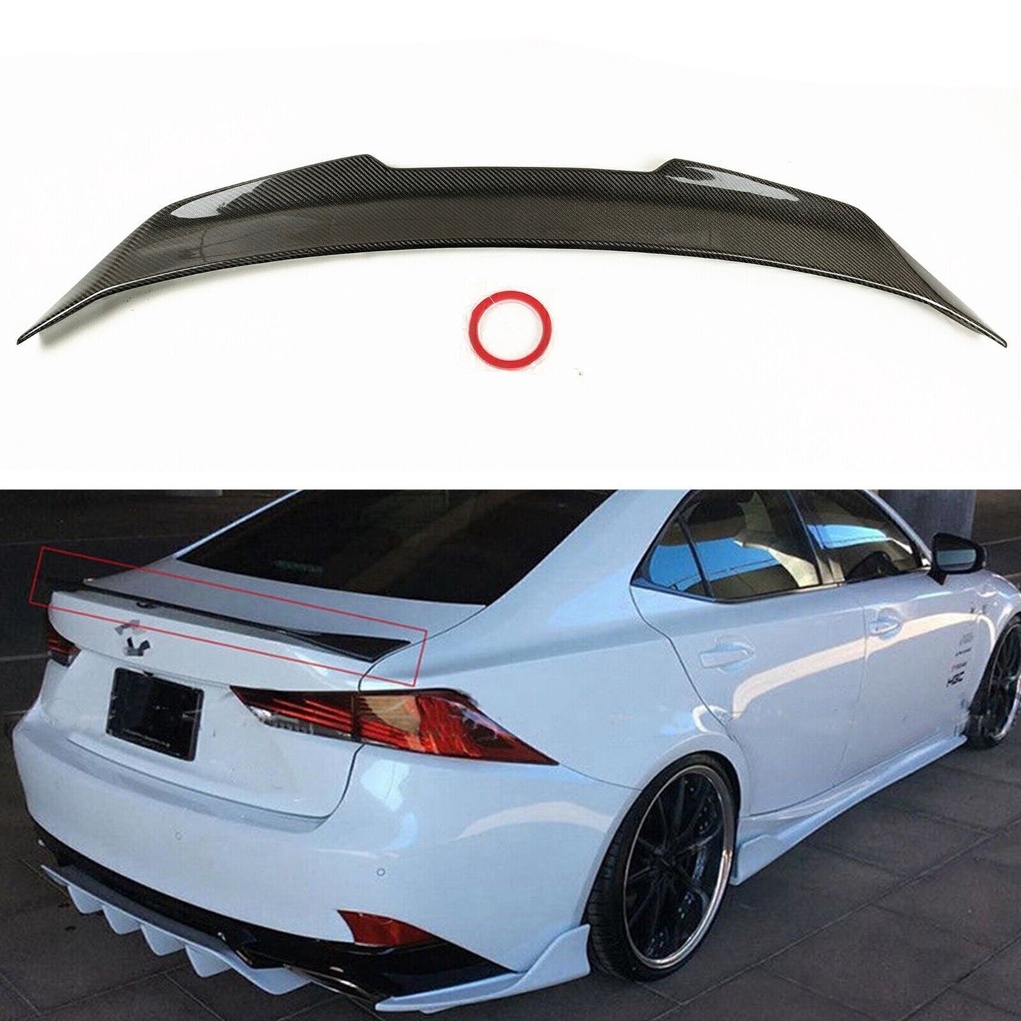 Carbon Fiber Rear Trunk Spoiler Wing Roof Lip fits Lexus IS200t IS250 IS350 14-20