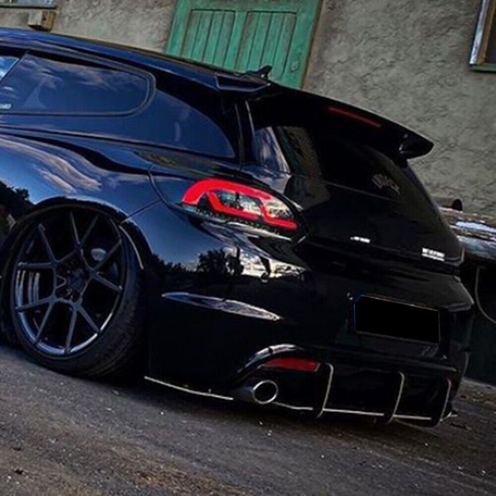 fits Volkswagen Scirocco R 2015-2016 Black Rear Bumper Diffuser with flaps