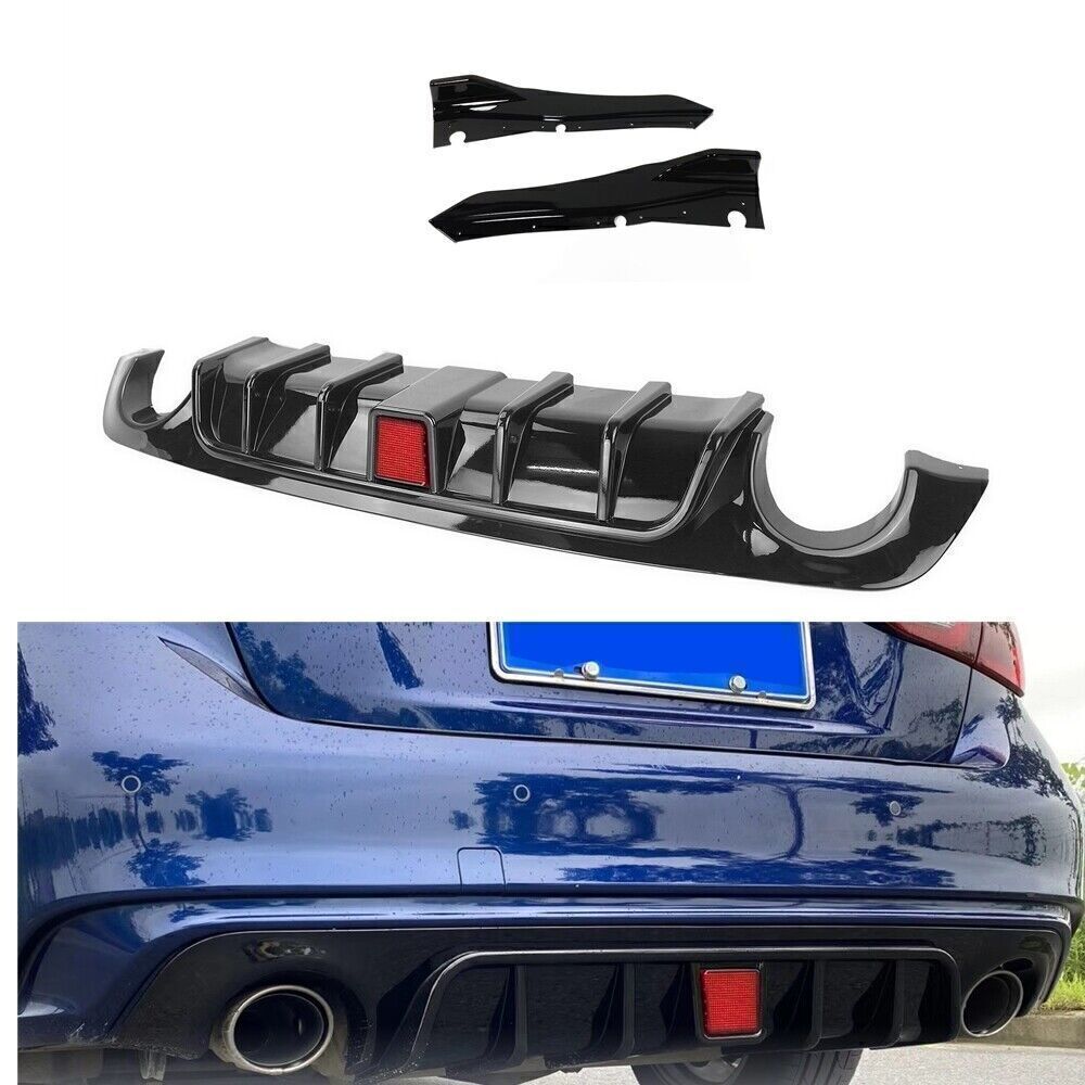 Carbon Fiber Look Rear Side Splitter Lip Bumper Diffuser fits Infiniti Q50 18-21