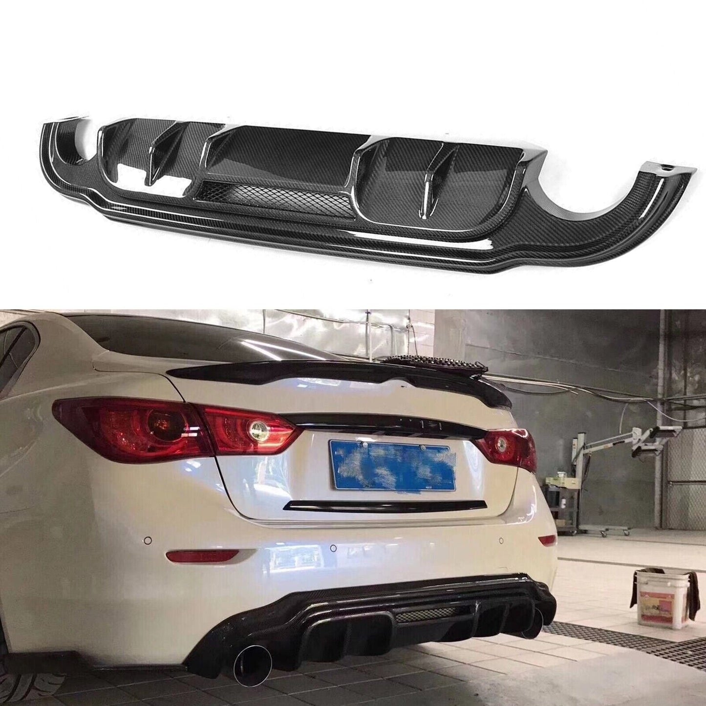 Carbon Fiber Rear Bumper Diffuser Lip fits Infiniti Q50 2013 2014-2017