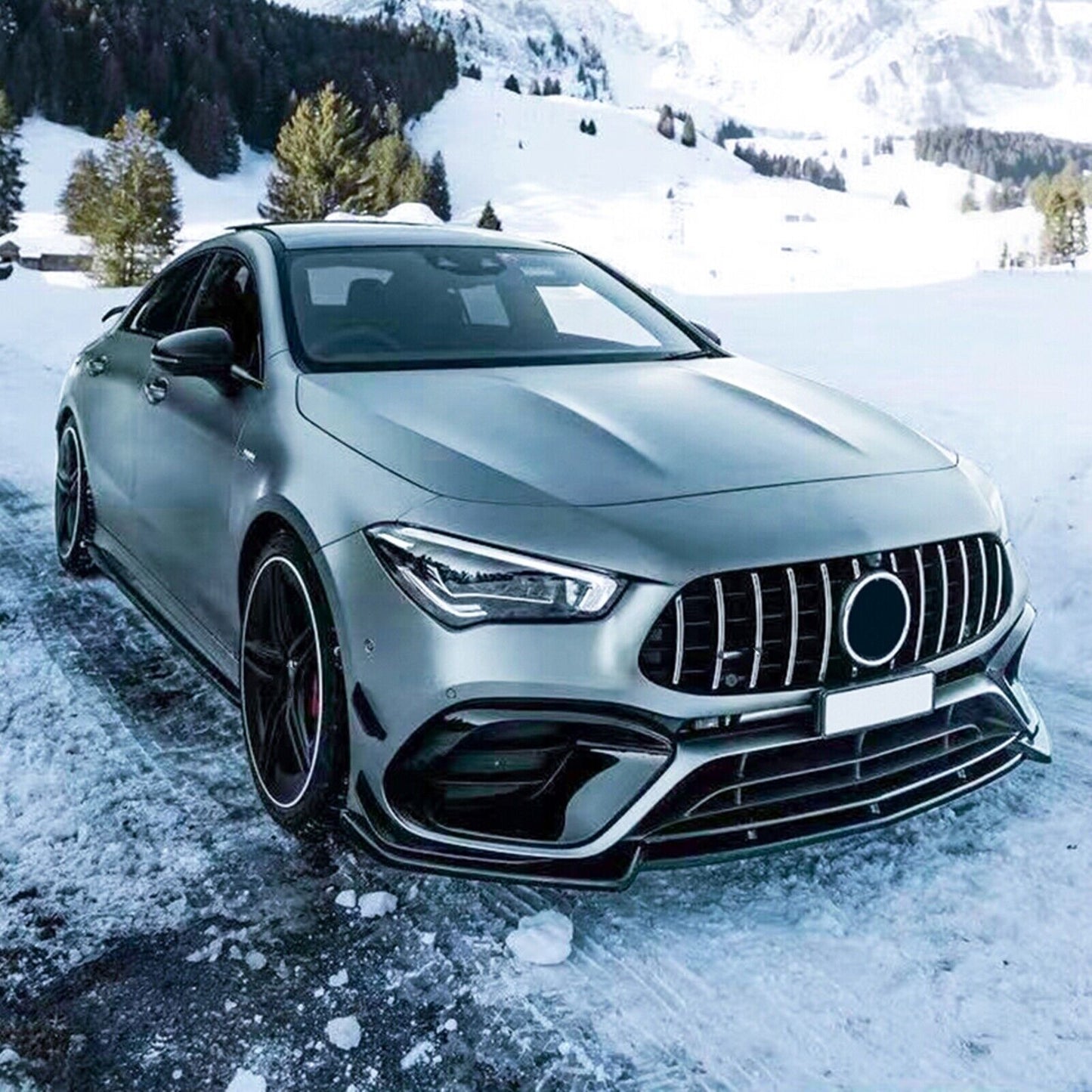 Gloss Black Front Bumper Spoiler Lip fits Mercedes Benz CLA C118 CLA45 AMG 19-23