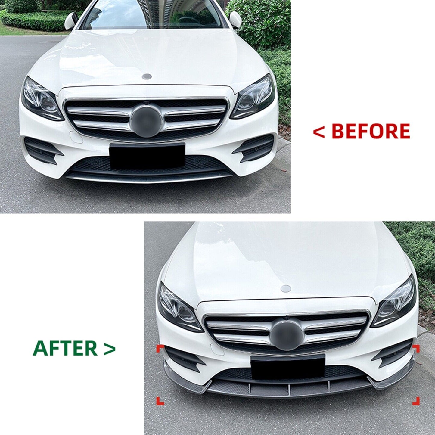 3pcs Front Spoiler Lip Splitter fits Mercedes Benz E Class W213 E300 17-19 Black