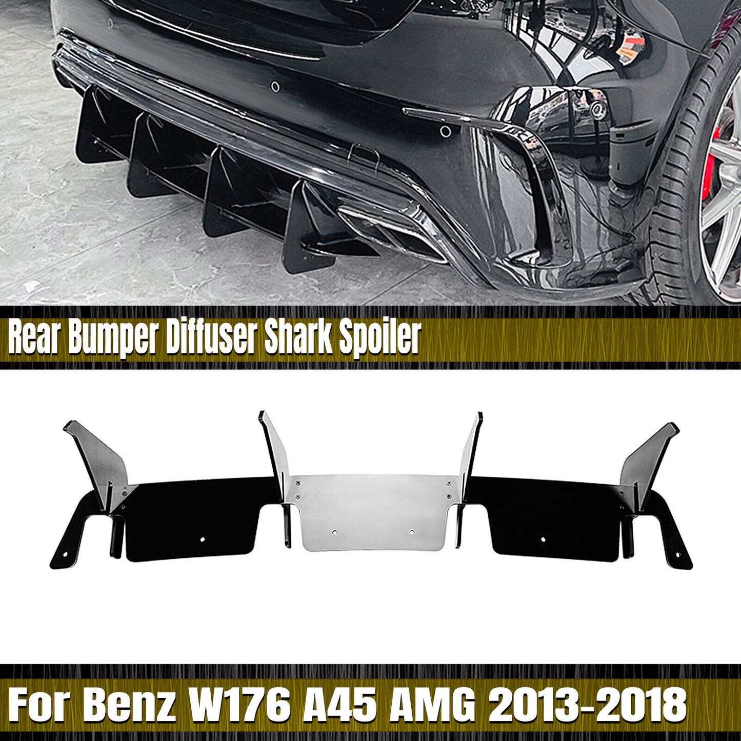 Rear Bumper Diffuser Lip fits Mercedes Benz W176 A45 AMG 13-18 Carbon Look