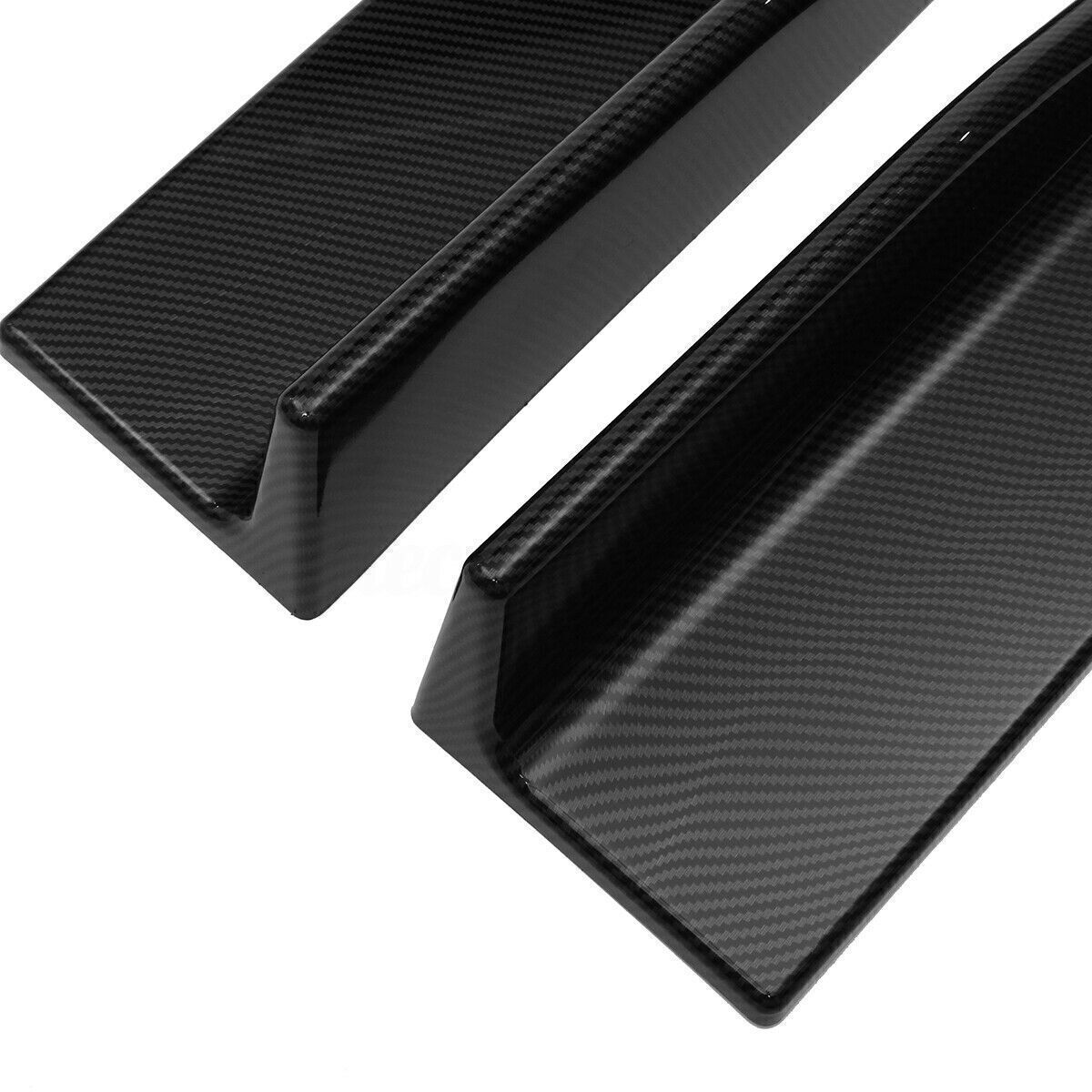 Black Carbon Fiber 2M Universal Side Skirt Extension Rocker Panel Cover Lip