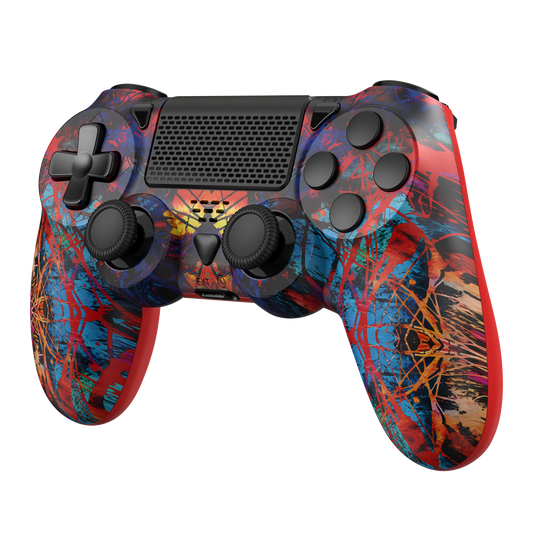 Wireless Controller Compatible with PS4 Pro Slim PC Joystick Dual Vibration Red Spider