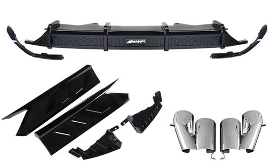 Rear Diffuser +Exhaust Pipe +Black Side Cover Trim Lip fits Honda Accord 2018-21