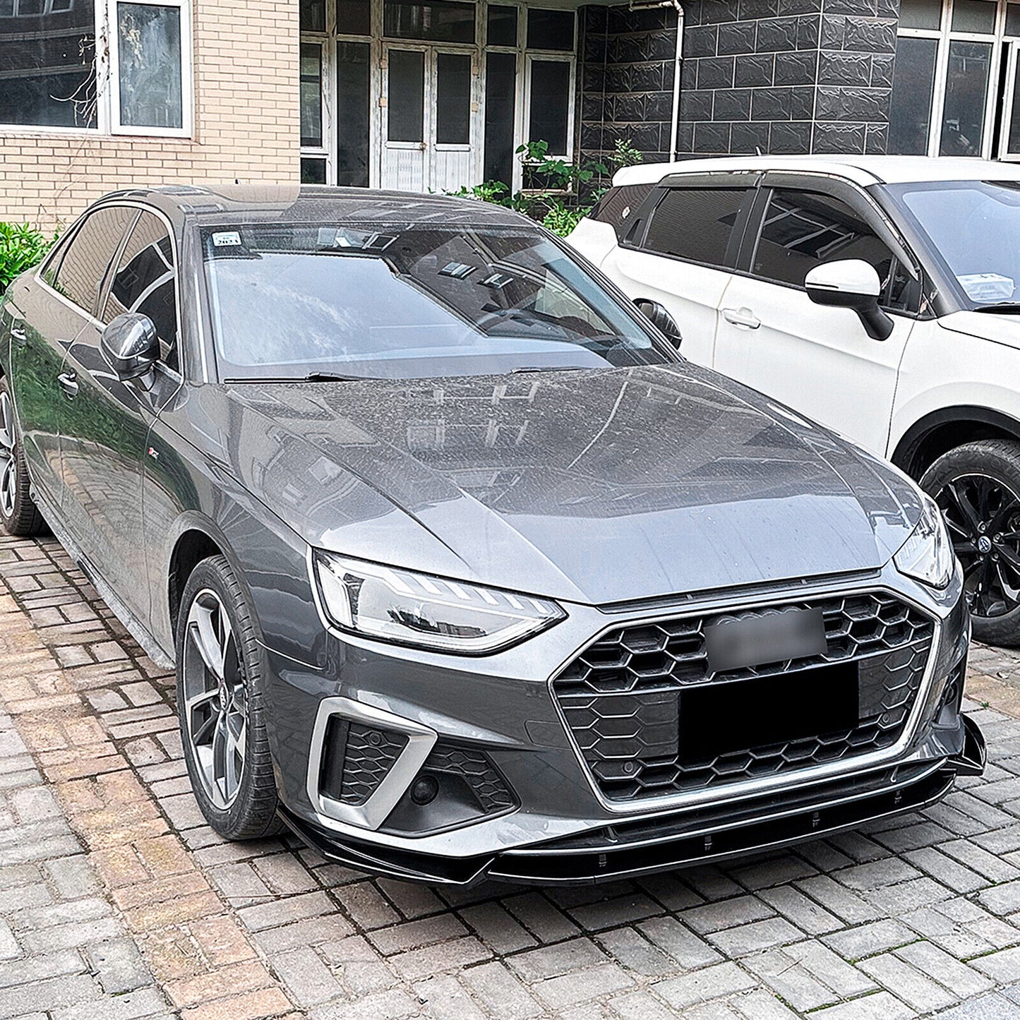 Front Bumper Spoiler Lip Fit fits Audi A4 S4 B9.5 Sline 2020-2024 Gloss Black