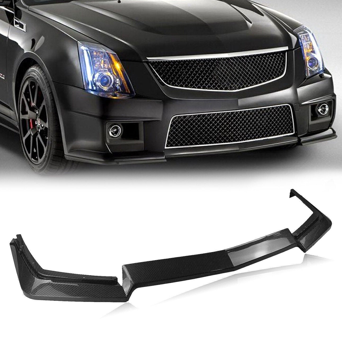 Front Bumper Spoiler Lip fits 2009 2010 2011-2015 Cadillac CTS-V CB Look Black