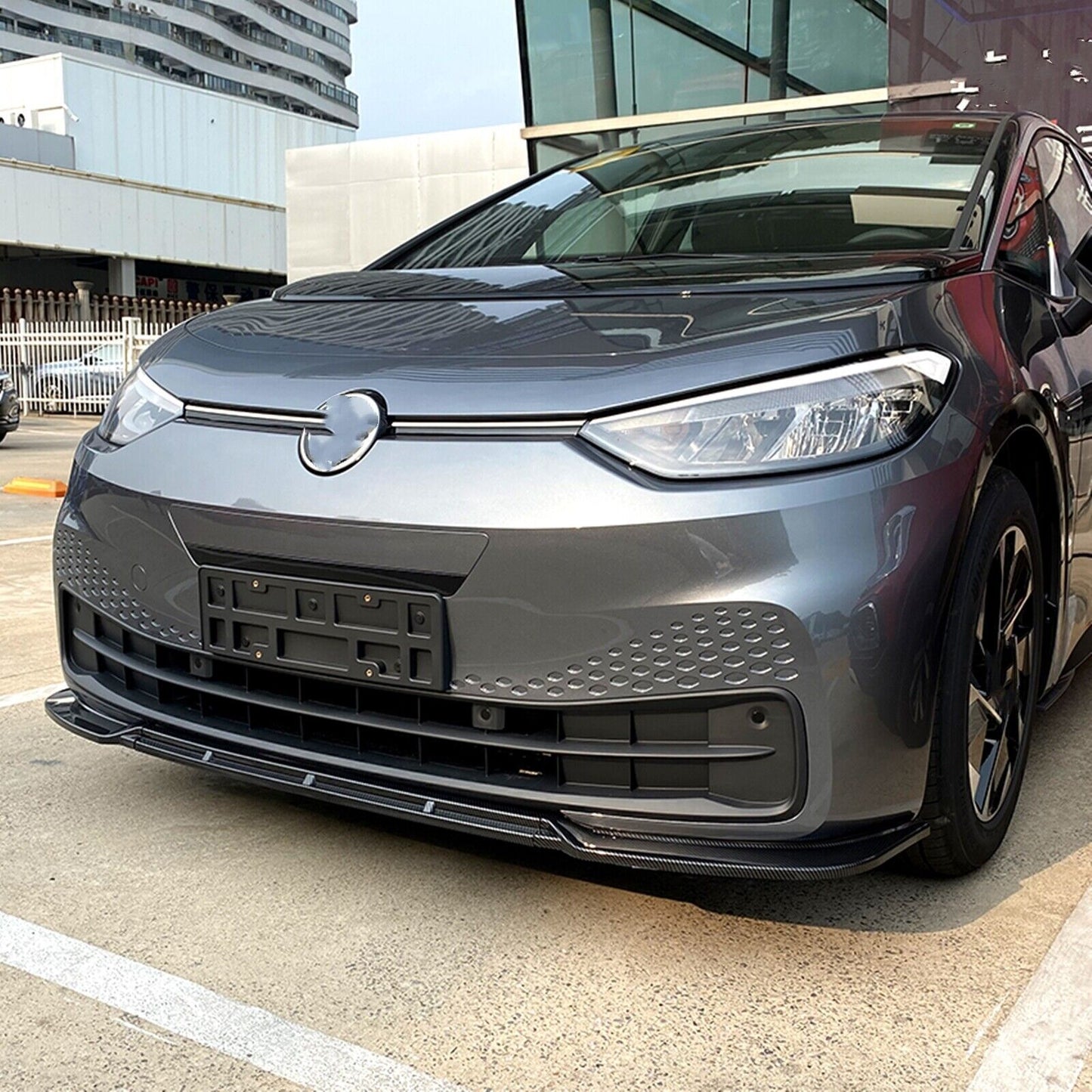 3pcs Front Bumper Spoiler Splitter Lip fits VW ID.3 2019-2022 Carbon Fiber Look