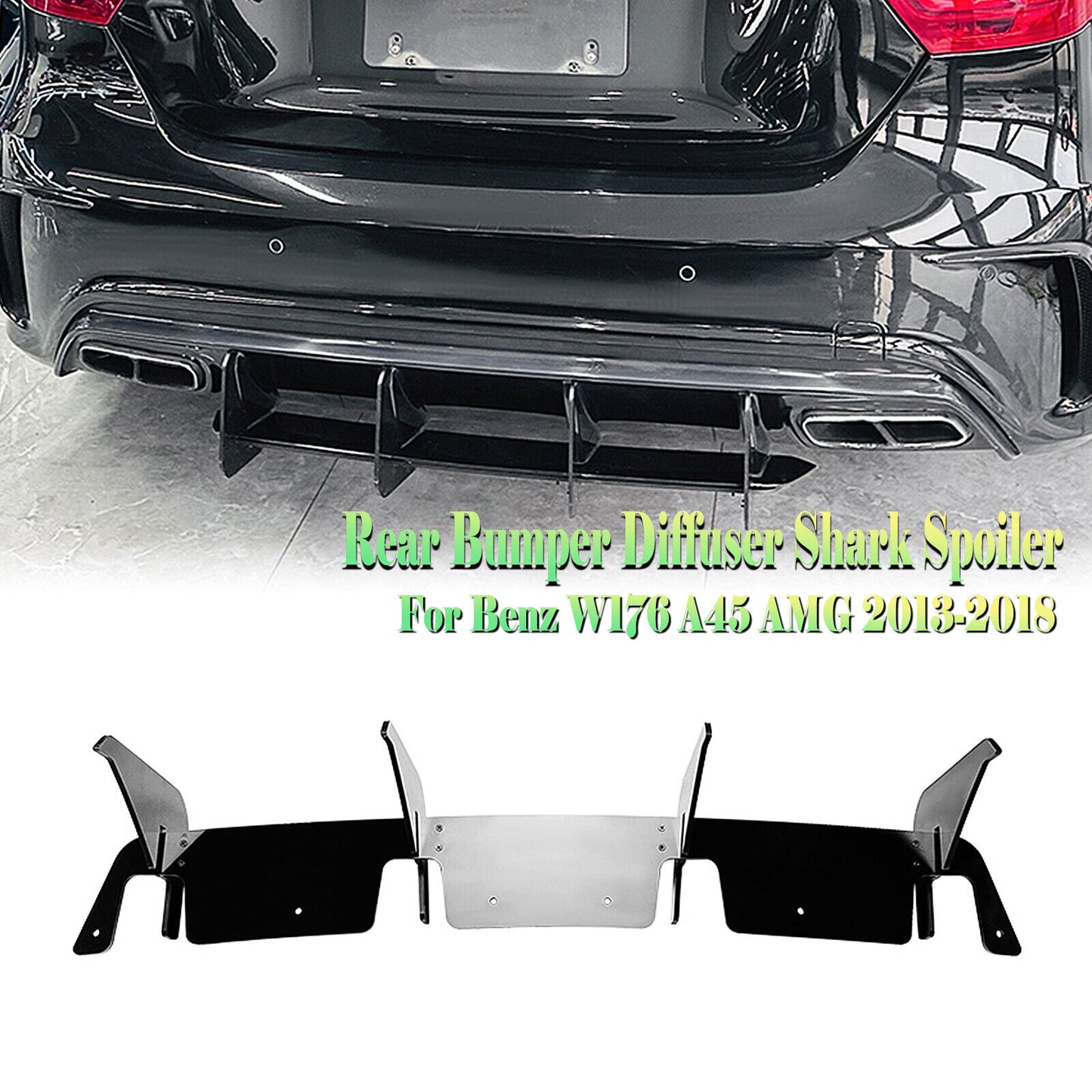 Rear Bumper Diffuser Lip fits Mercedes Benz W176 A45 AMG 13-18 Carbon Look