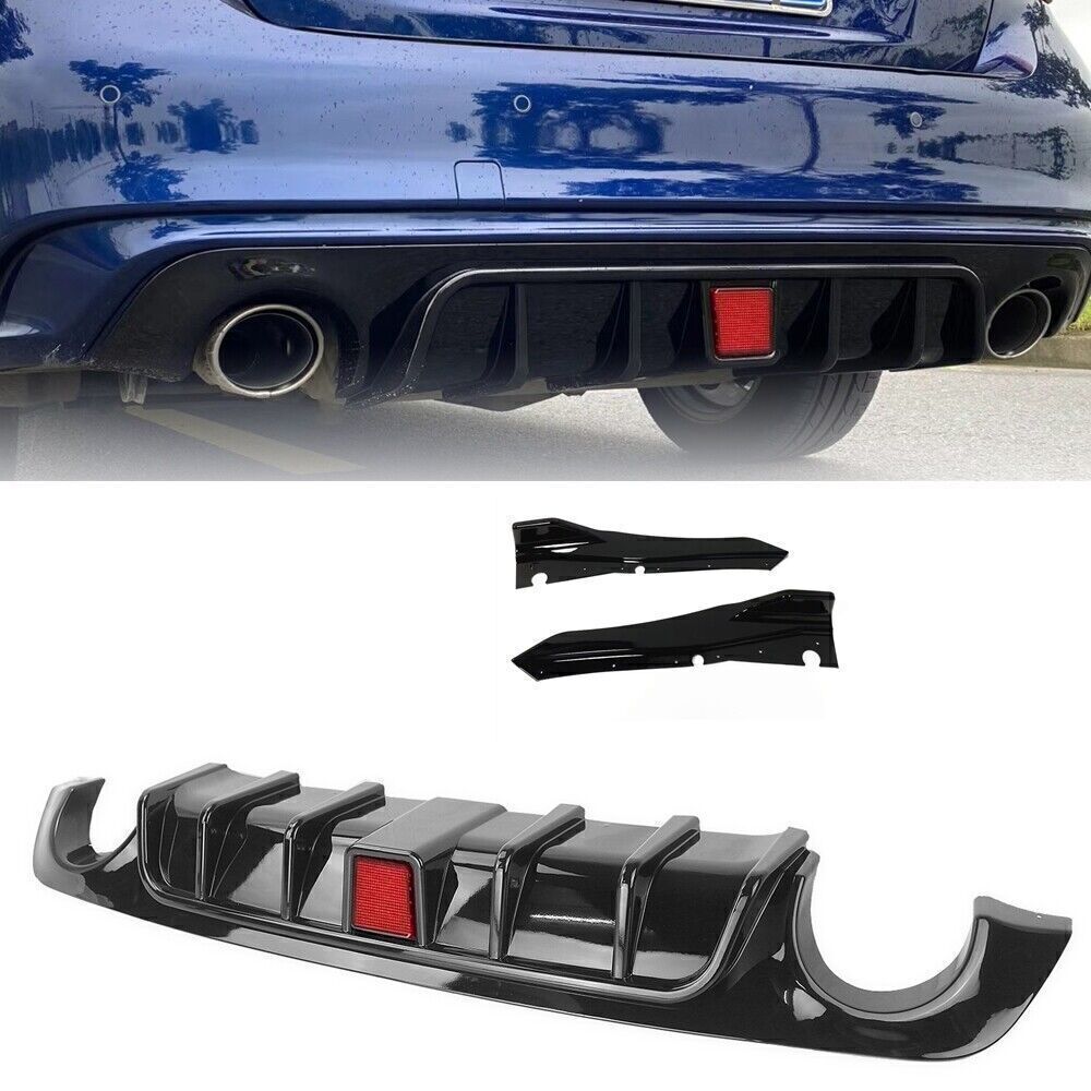 Carbon Fiber Look Rear Side Splitter Lip Bumper Diffuser fits Infiniti Q50 18-21