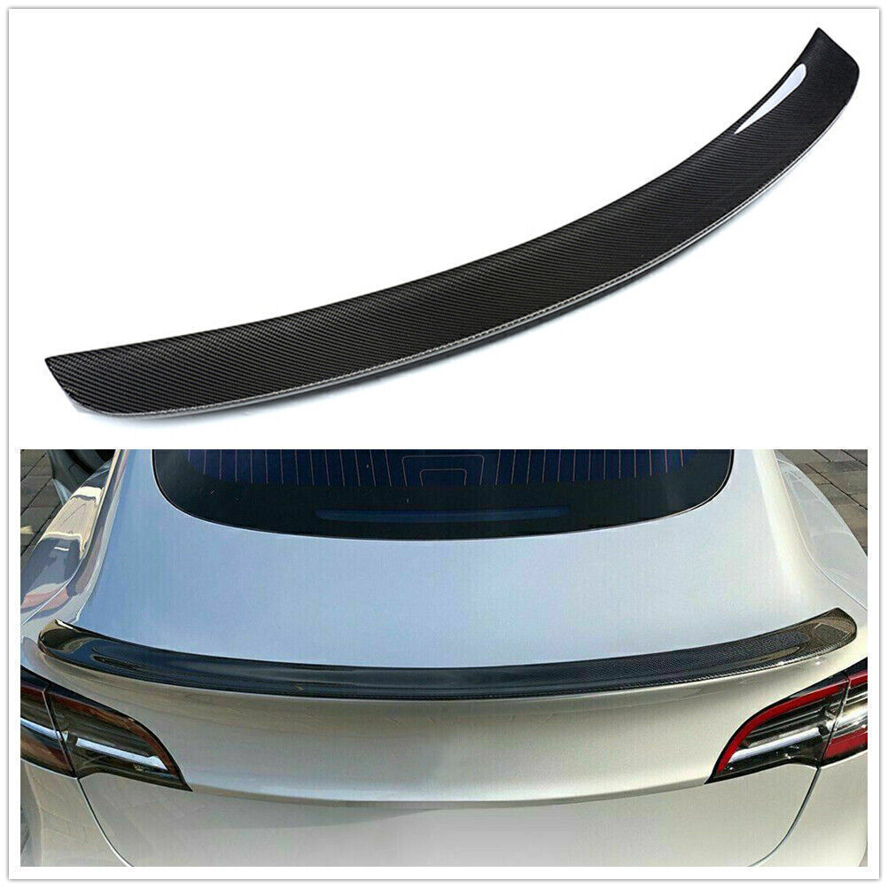 Carbon Fiber Rear Spoiler Trunk Wing Lip fits 2017-23 18 Tesla Model 3 YG Black