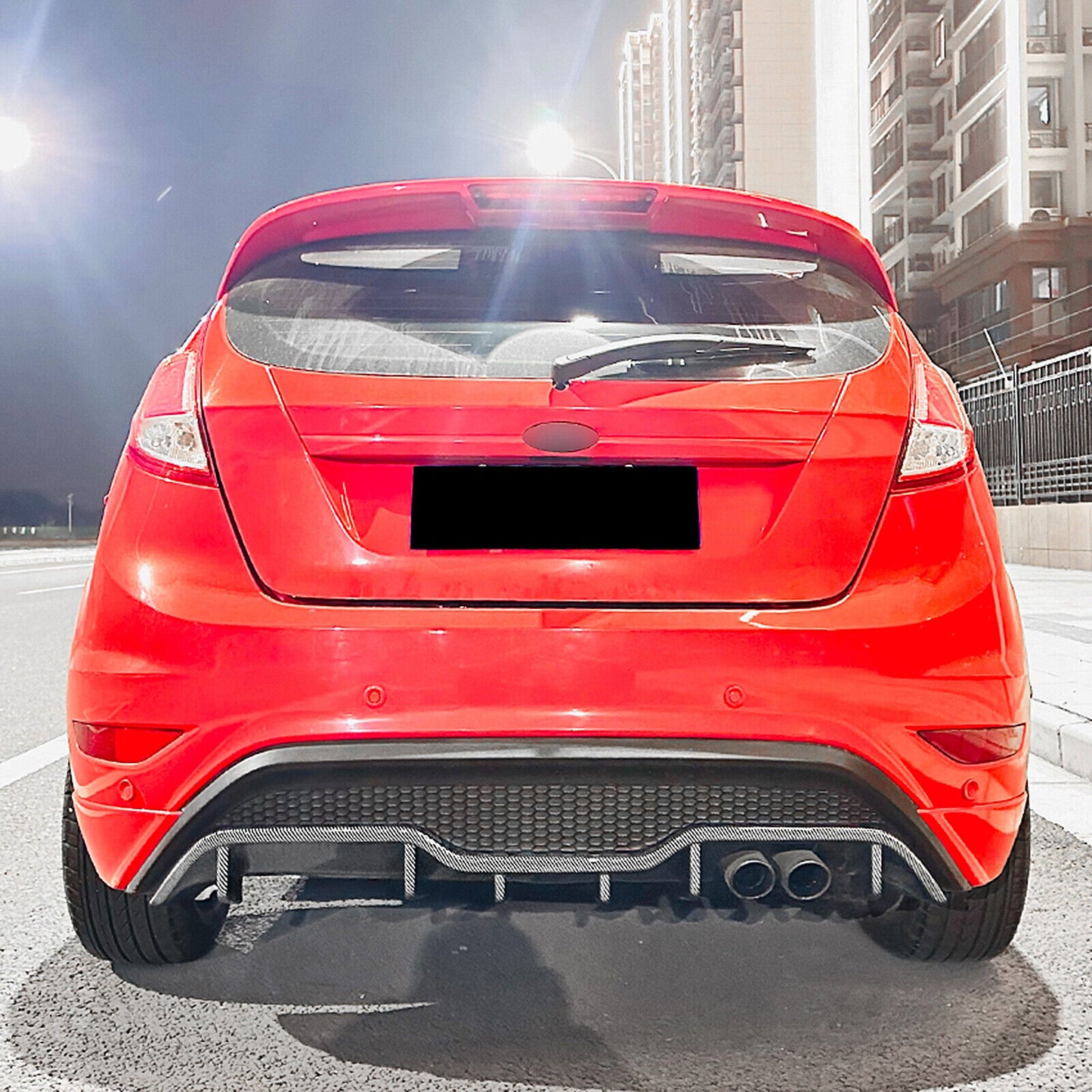 Carbon Look Rear Bumper Diffuser Lip Spoiler Kit fits fitsd Fiesta ST MK6 2012-17