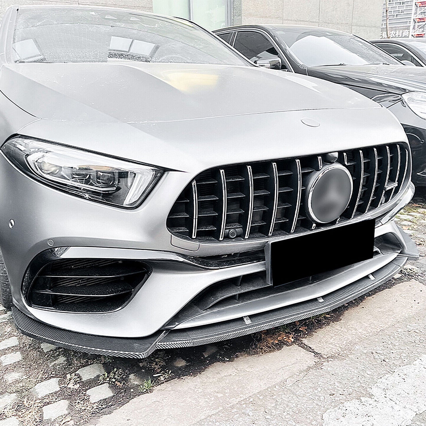 Front Spoiler Splitter Lip fits Benz A Class A45 A45S 2019-2023 Carbon Style