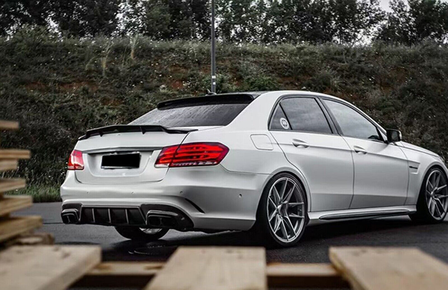 Carbon Fiber Rear Spoiler Lip fits Mercedes Benz W212 E63 AMG 2010-2016 R Style