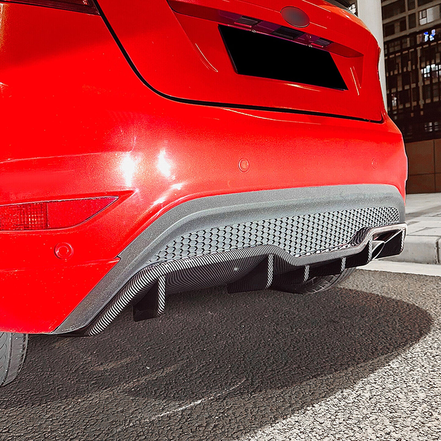 Carbon Look Rear Bumper Diffuser Lip Spoiler Kit fits fitsd Fiesta ST MK6 2012-17