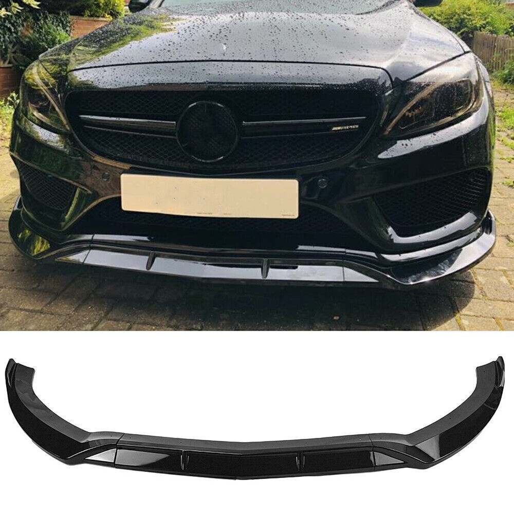 Front Spoiler Lip+Air Vent Cover Trim fits 2015-18 Benz C-Class W205 Sport Black