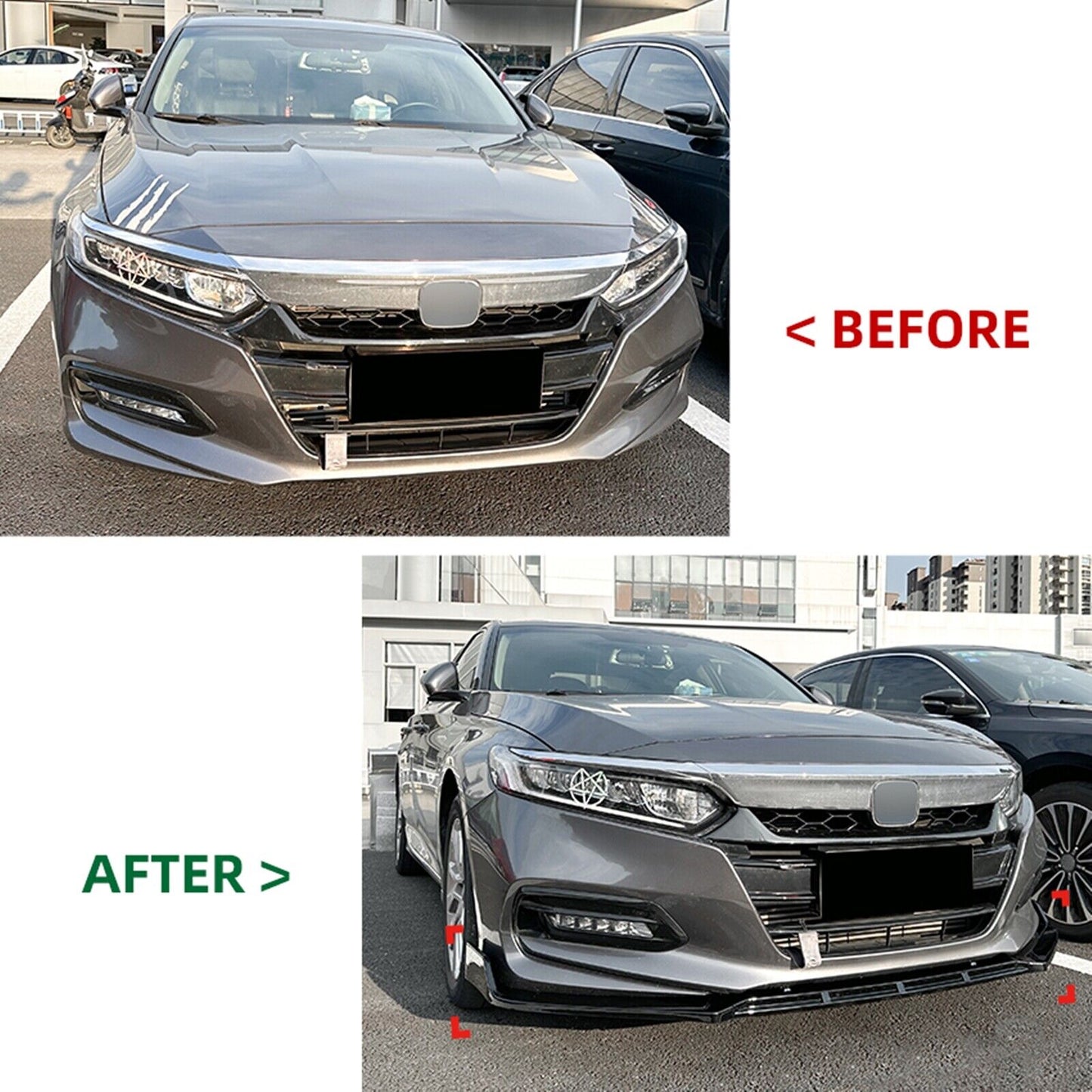 Vivid Black Front Lip Spoiler Splitter Body Kit fits Honda Accord 10th 2018-2021