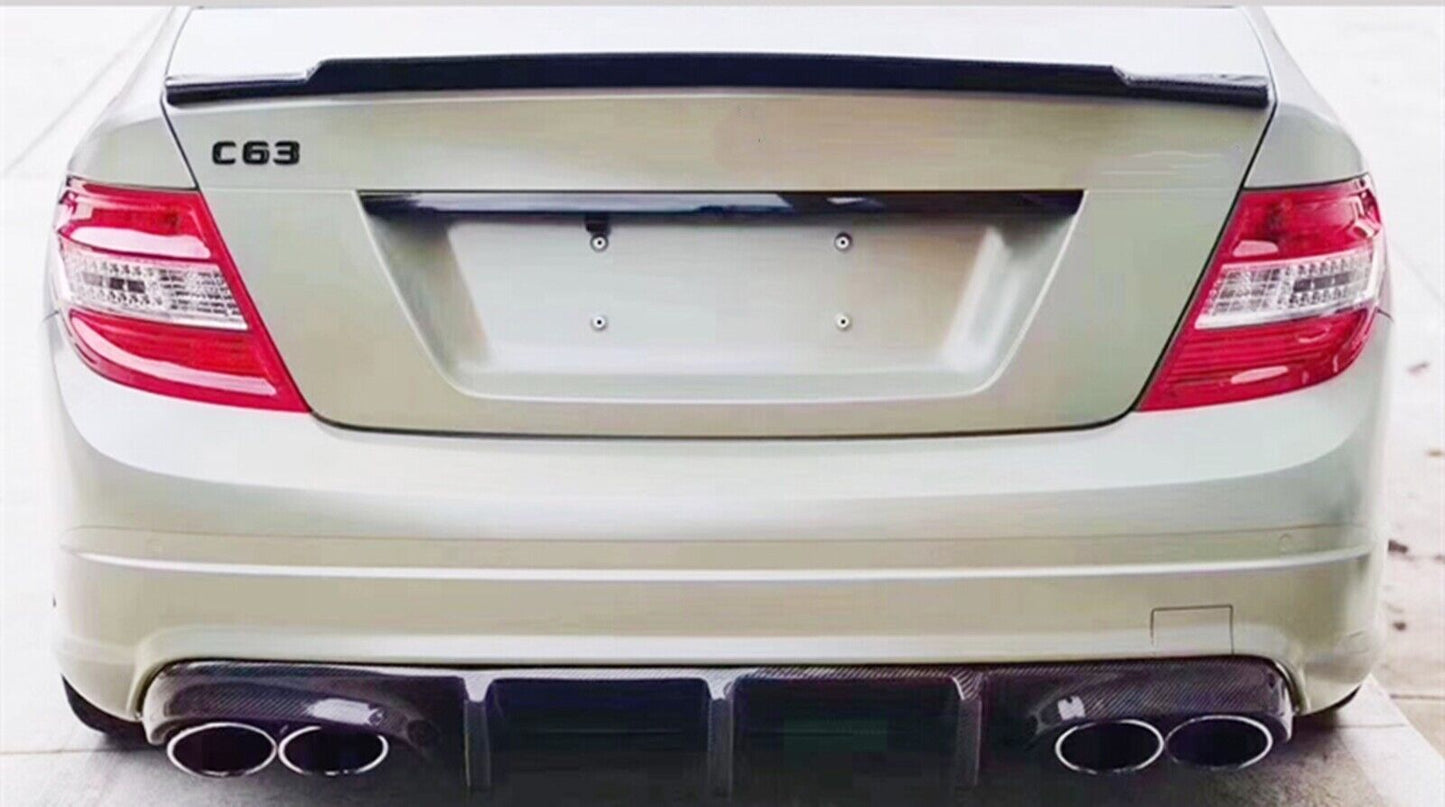 Fit fits Mercedes Benz W204 C63 AMG 2008-2011 Black Rear Bumper Diffuser Lip