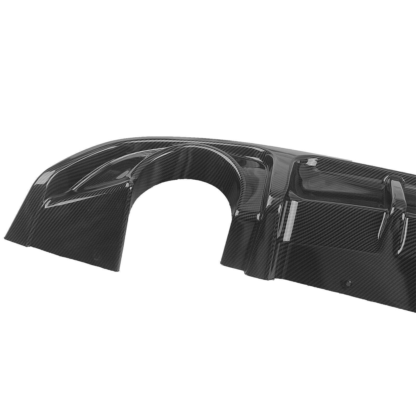 fits Infiniti Q60 2017-22 ABS Rear Bumper Diffuser Lip With LED Light Carbon Look