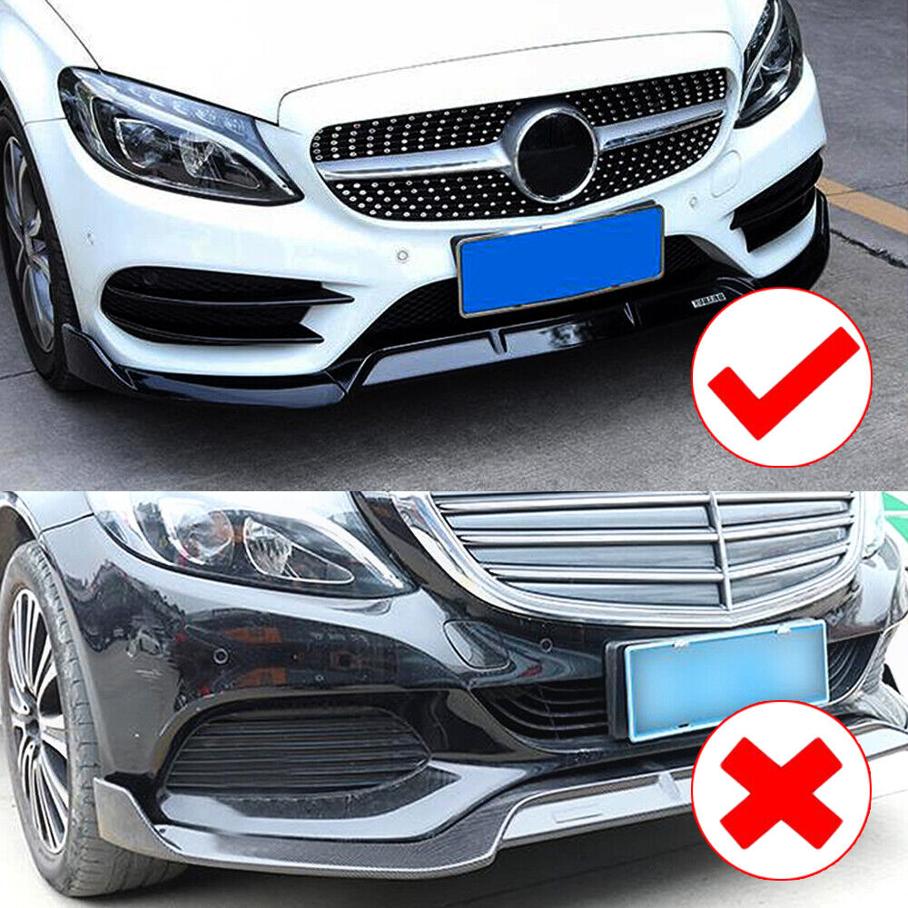 4x Front Fog Light Cover Trim fits 2014-2021 Benz C Class Glossy Black