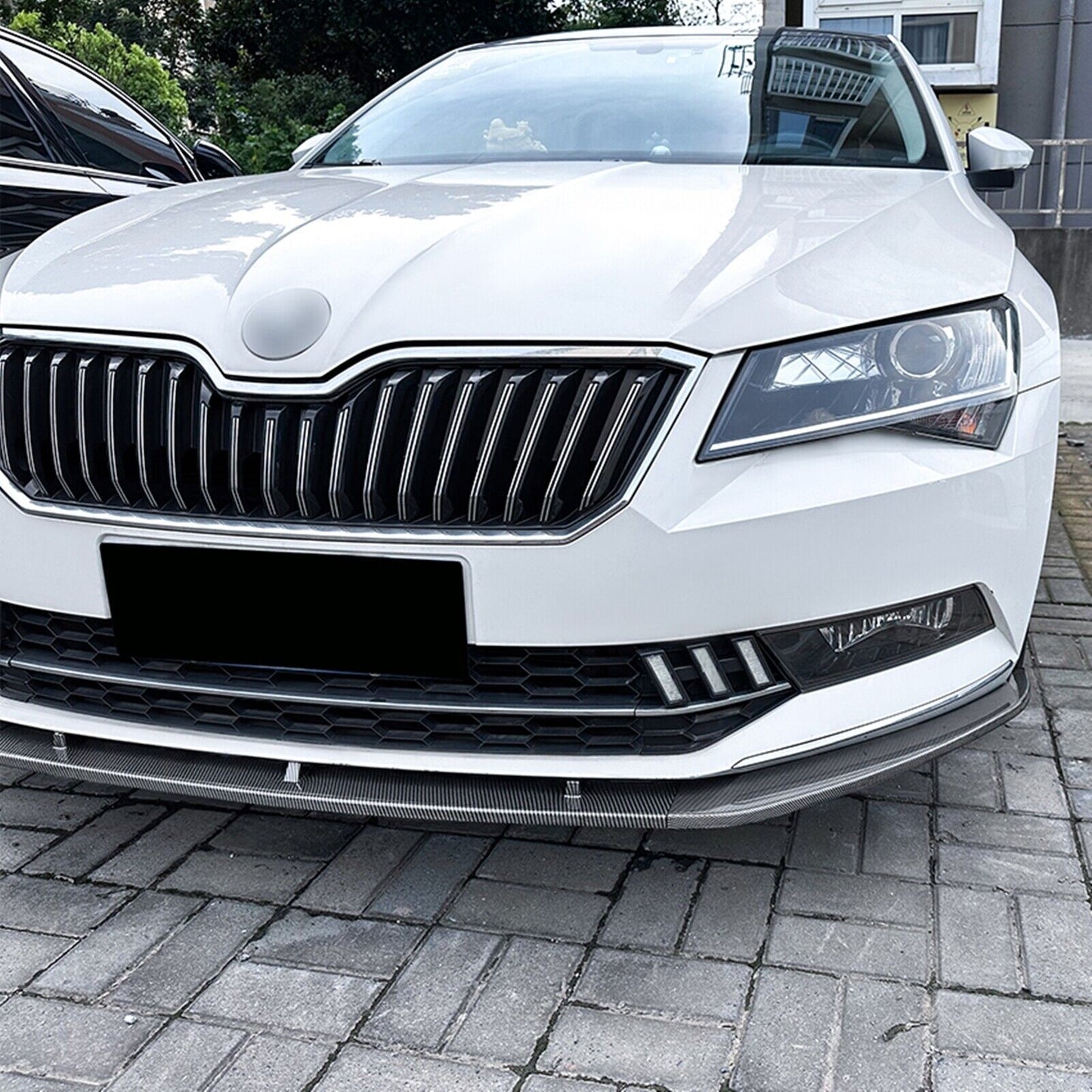 Carbon Fiber Look Front Spoiler Lip Kit fits Skoda Superb B8 2016-2018 2017 3pcs