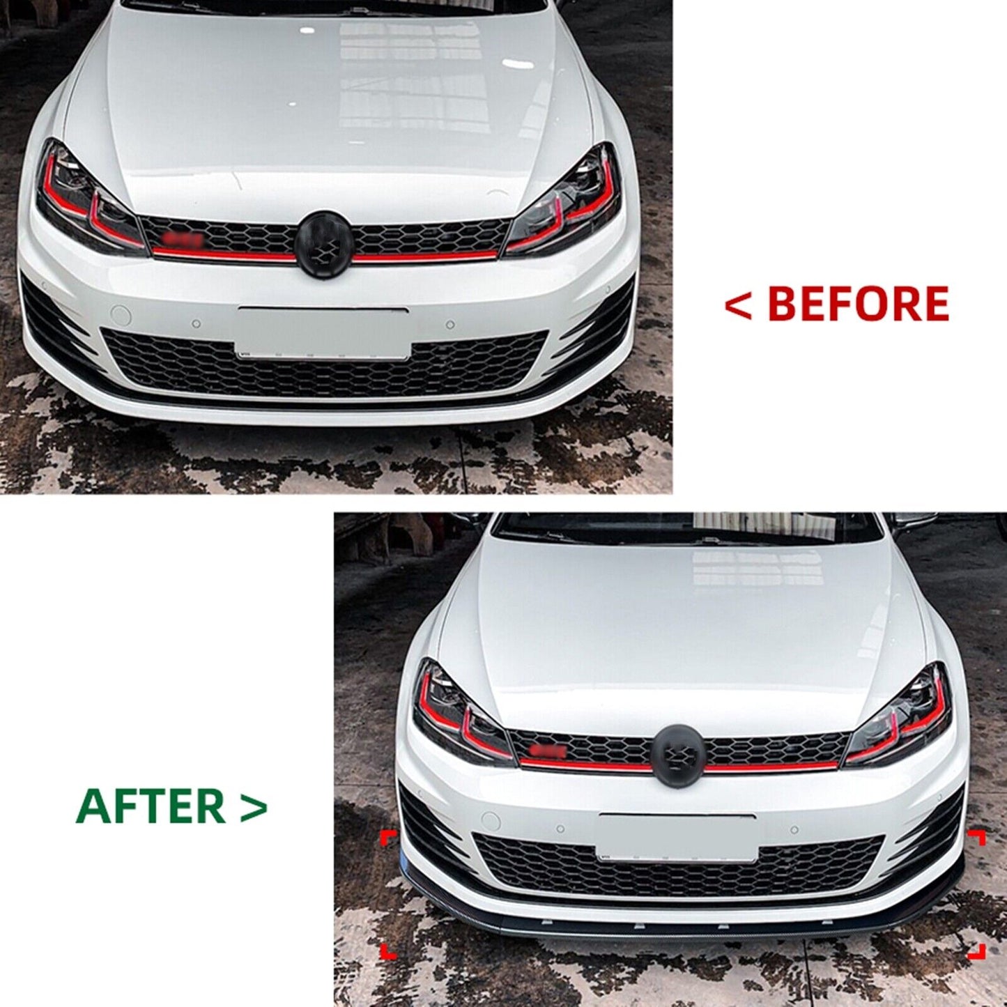 Gloss Black Front Bumper Spoiler Lip Splitter fits VW Golf 7 MK7 Rline 2013-2016