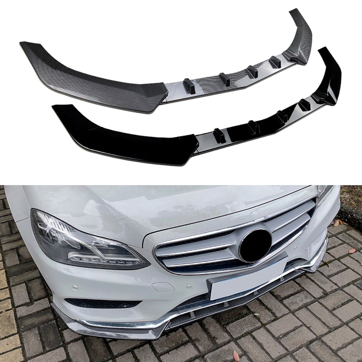 fits Mercedes Benz W212 Sport 13-15 Carbon Fiber Look Front Spoiler Lip Splitter