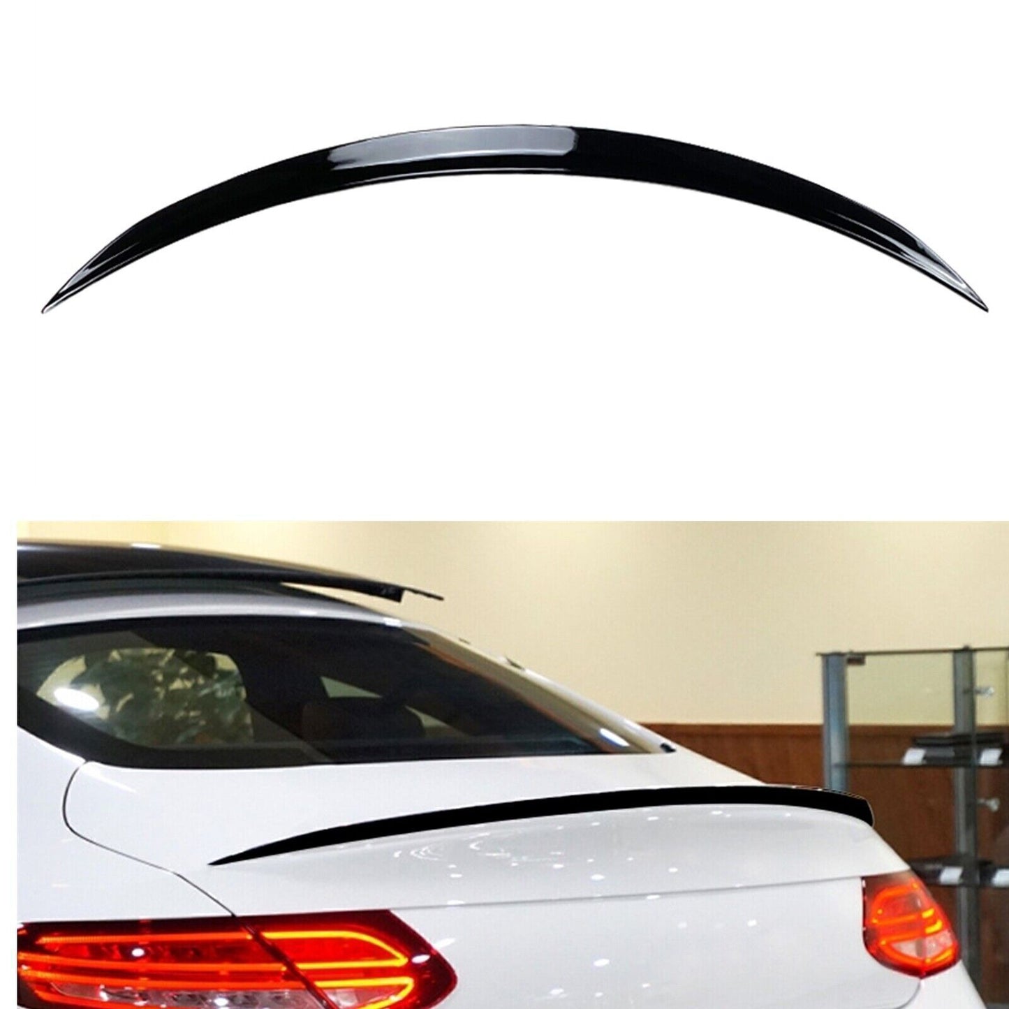 Gloss Black Rear Trunk Spoiler Wing fits Benz C-Class Coupe C205 2015-2021 2016