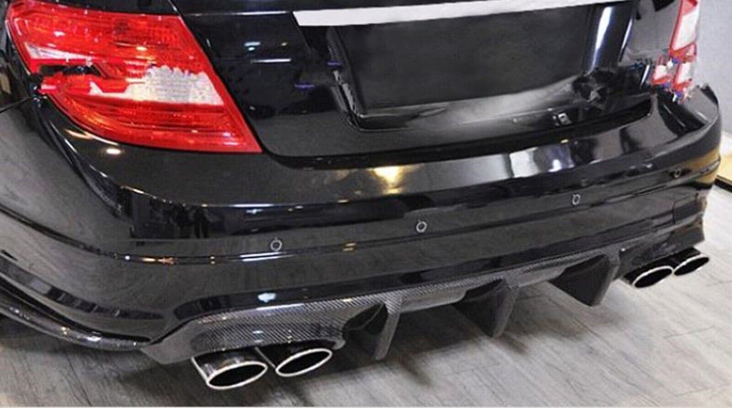 Fit fits Mercedes Benz W204 C63 AMG 2008-2011 Black Rear Bumper Diffuser Lip